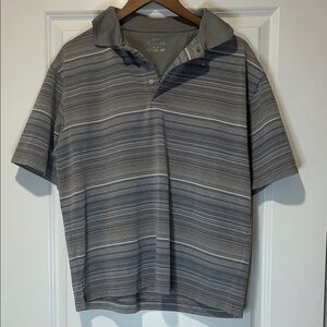 PGA Tour Gray Striped Polo Shirt